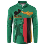 Personalized Zambia Independence Day Button Sweatshirt Lusaka Freedom Statue