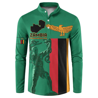 Personalized Zambia Independence Day Button Sweatshirt Lusaka Freedom Statue