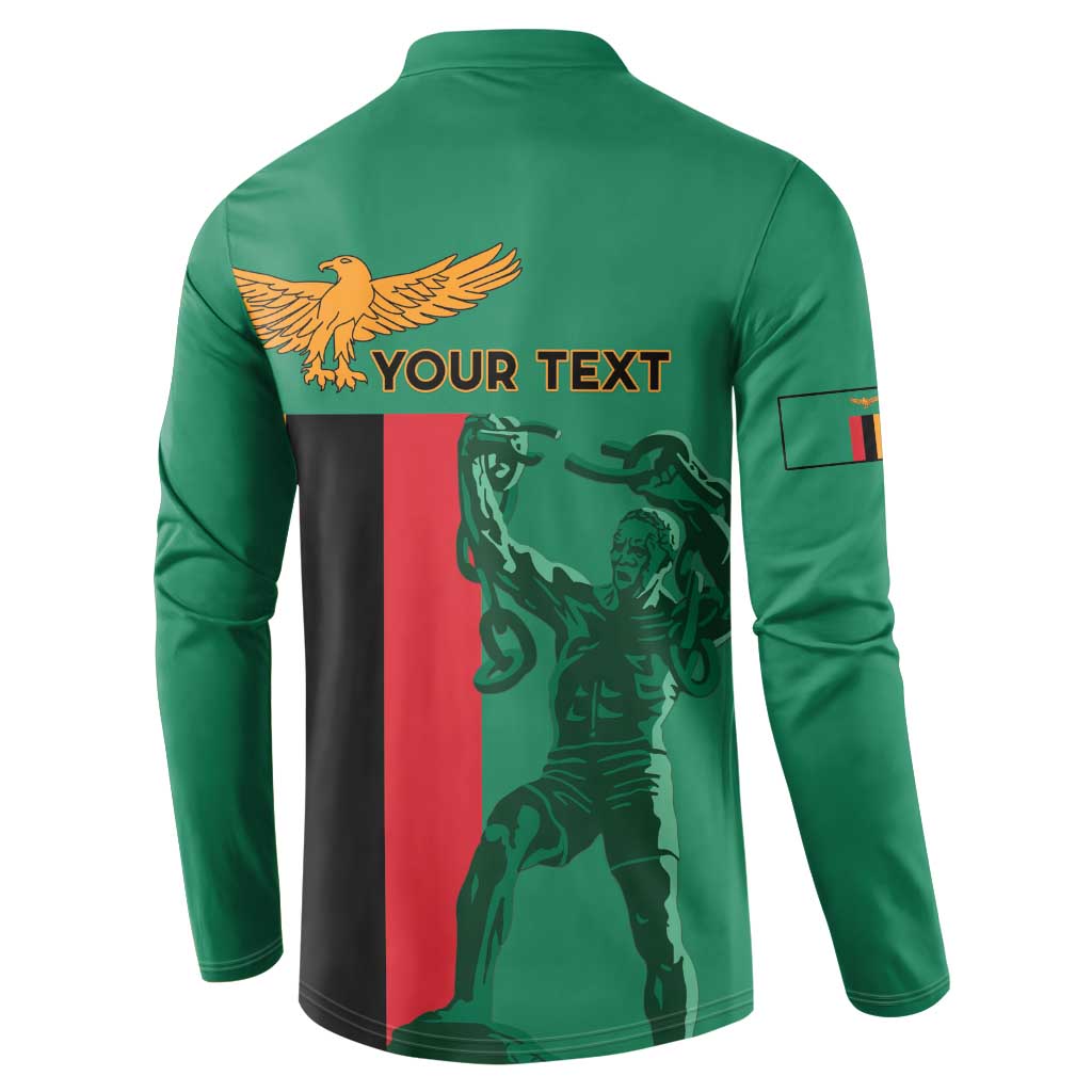 Personalized Zambia Independence Day Button Sweatshirt Lusaka Freedom Statue