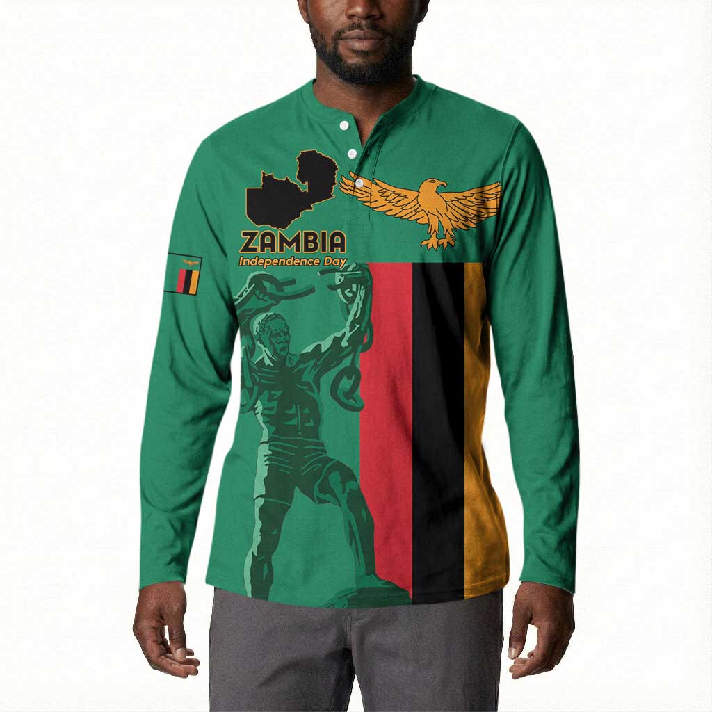 Personalized Zambia Independence Day Button Sweatshirt Lusaka Freedom Statue