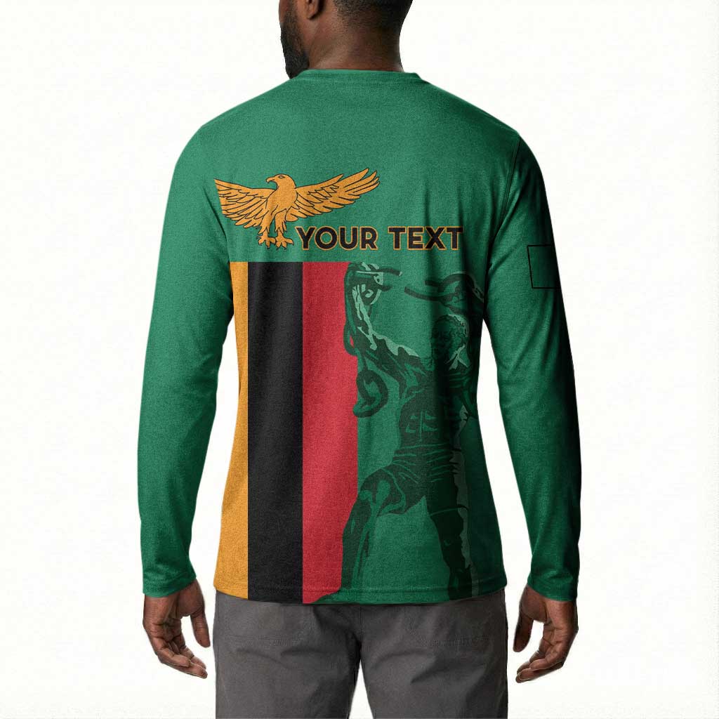 Personalized Zambia Independence Day Button Sweatshirt Lusaka Freedom Statue