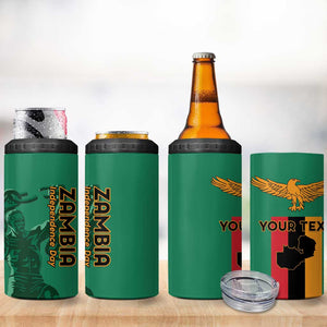 Zambia Independence Day Personalized 4 in 1 Can Cooler Tumbler Statue of Freedom - African Pride