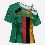Personalized Zambia Independence Day Cross Shoulder Shirt Lusaka Freedom Statue