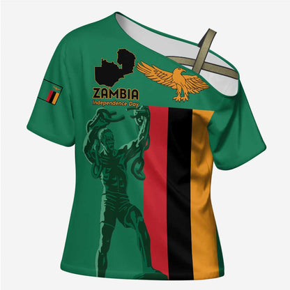 Personalized Zambia Independence Day Cross Shoulder Shirt Lusaka Freedom Statue