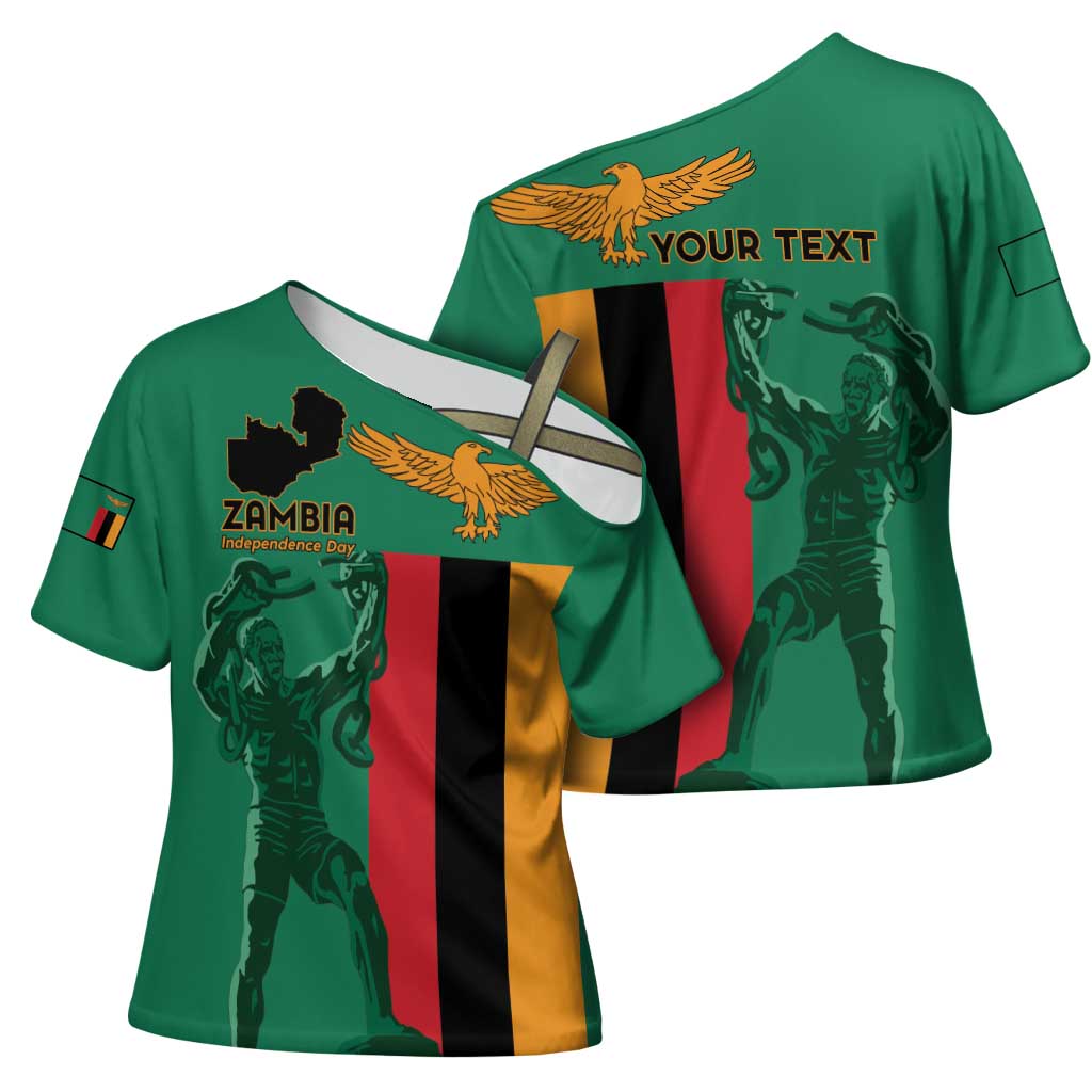 Personalized Zambia Independence Day Cross Shoulder Shirt Lusaka Freedom Statue