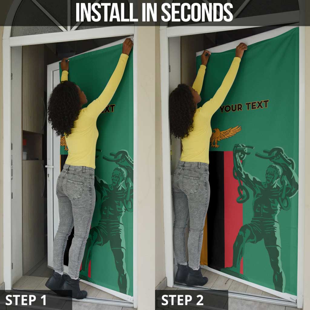 Personalized Zambia Independence Day Door Cover Lusaka Freedom Statue