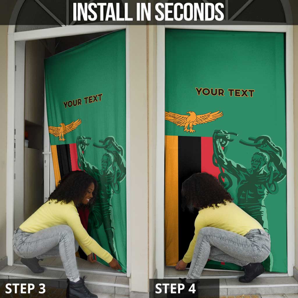 Personalized Zambia Independence Day Door Cover Lusaka Freedom Statue
