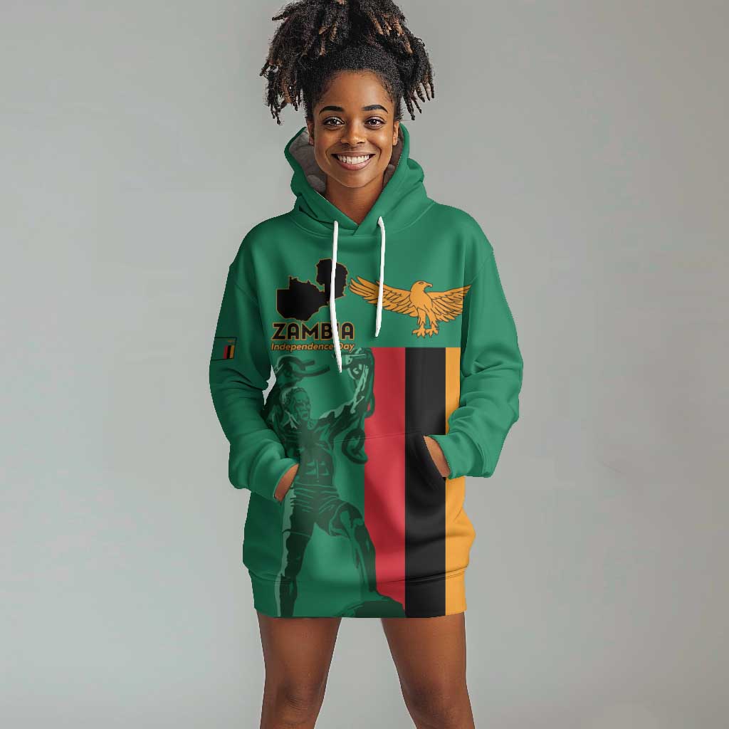 Zambia Independence Day Personalized Hoodie Dress Statue of Freedom - African Pride