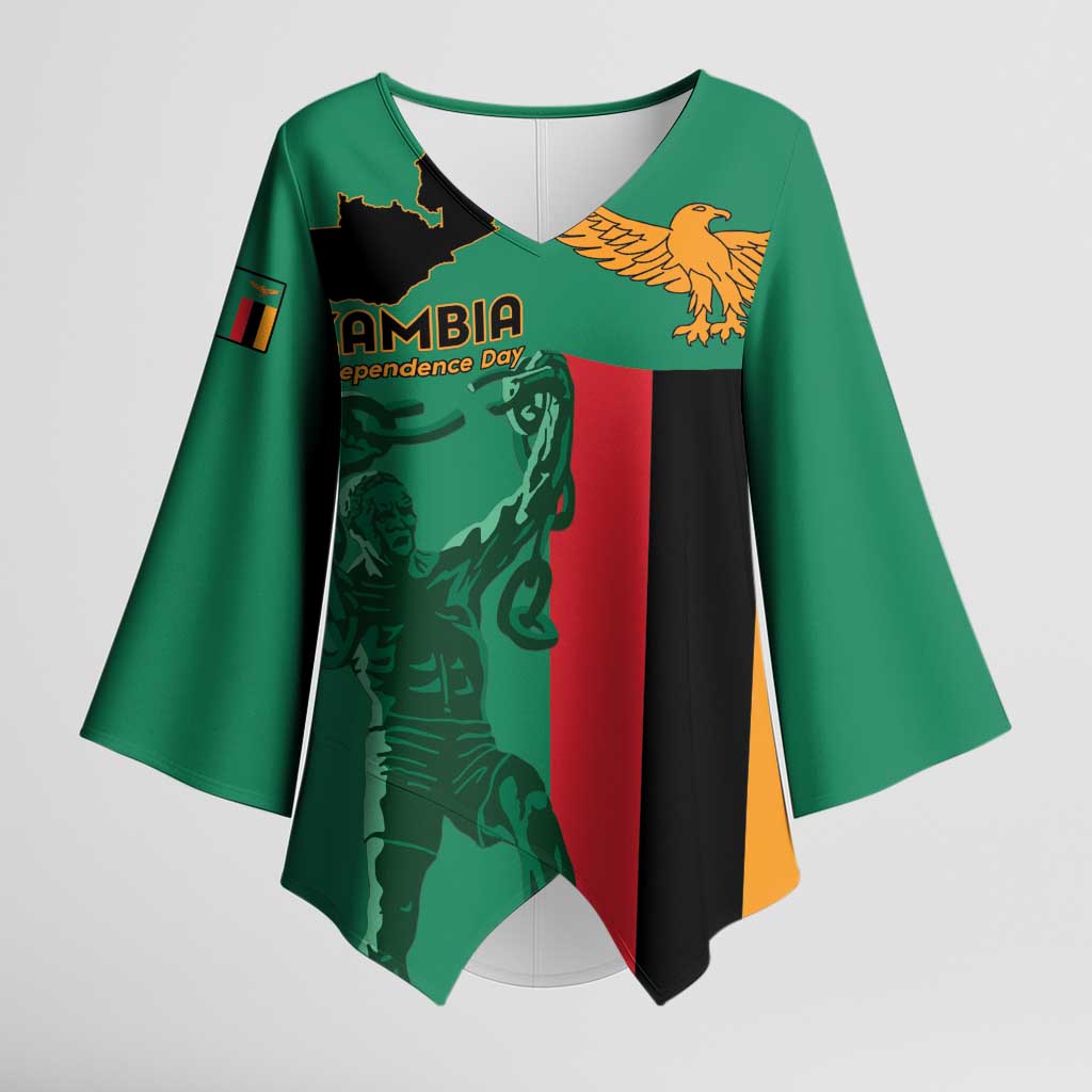 Personalized Zambia Independence Day Kimono Sleeve Blouse Lusaka Freedom Statue
