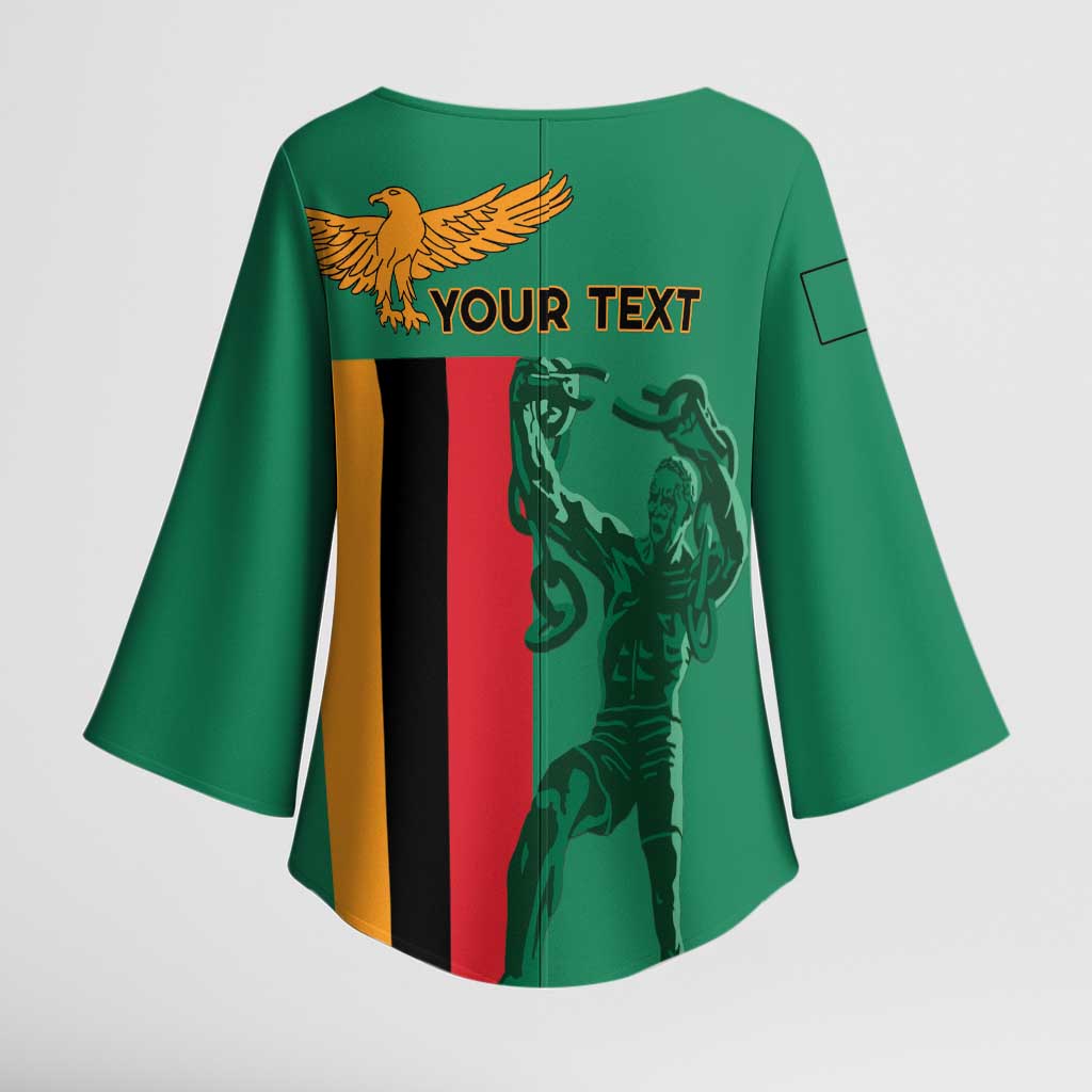 Personalized Zambia Independence Day Kimono Sleeve Blouse Lusaka Freedom Statue