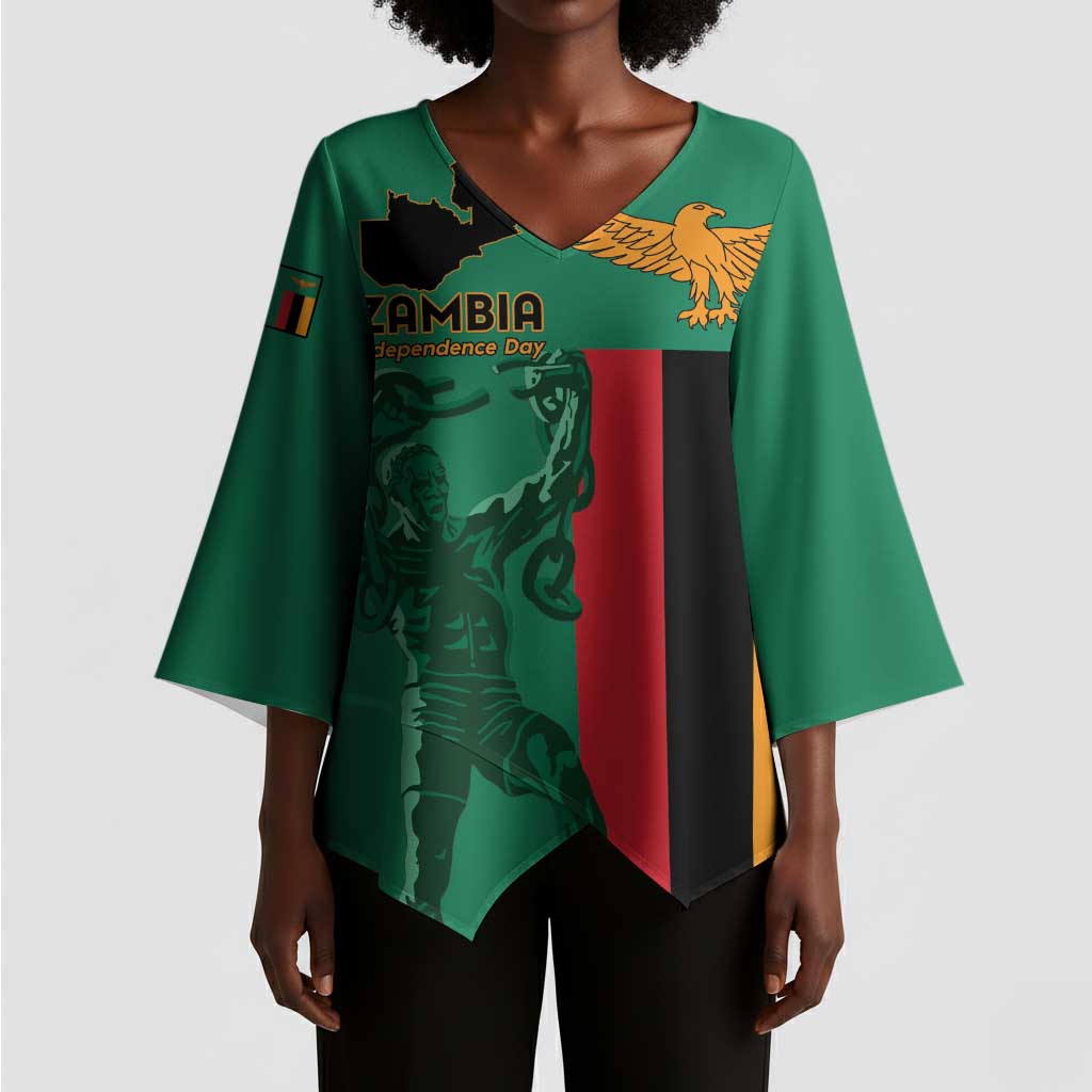 Personalized Zambia Independence Day Kimono Sleeve Blouse Lusaka Freedom Statue