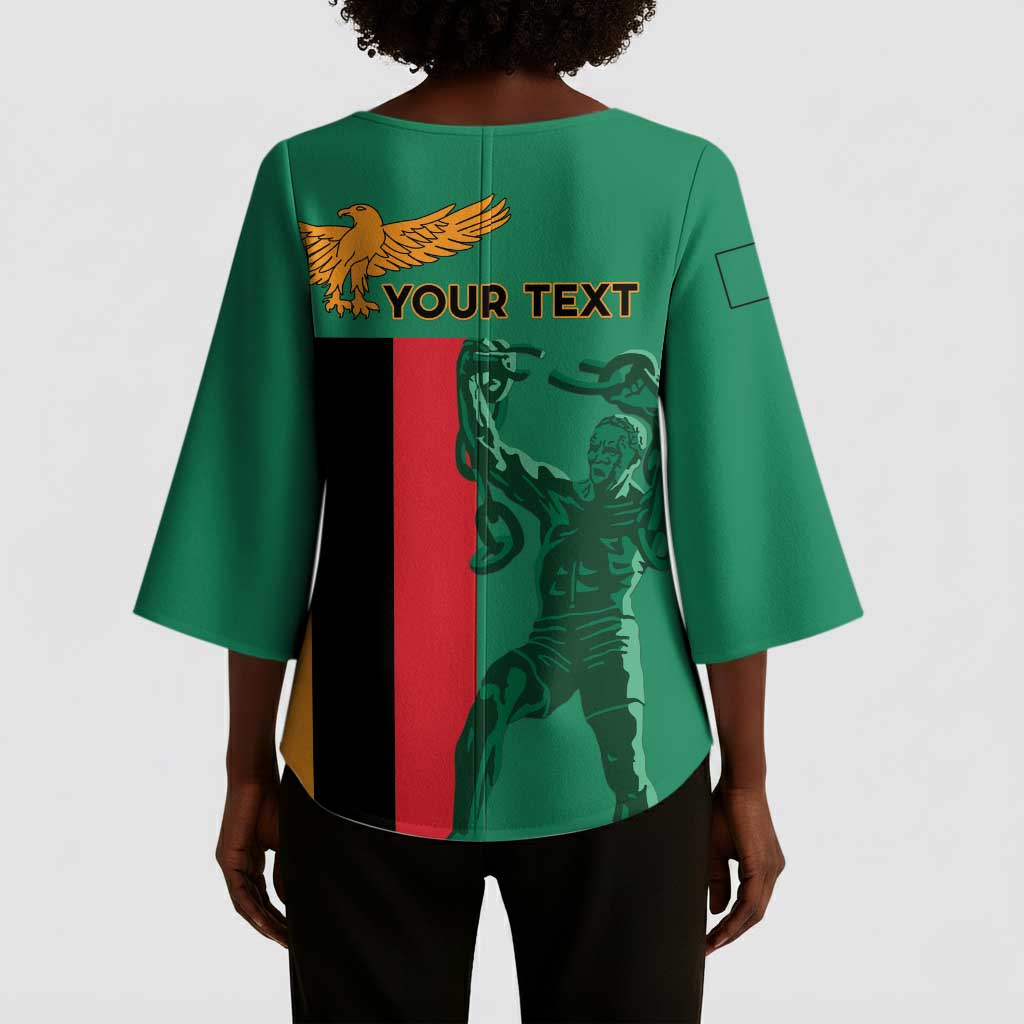 Personalized Zambia Independence Day Kimono Sleeve Blouse Lusaka Freedom Statue