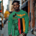 Zambia Independence Day Personalized Long Sleeve Shirt Statue of Freedom - African Pride