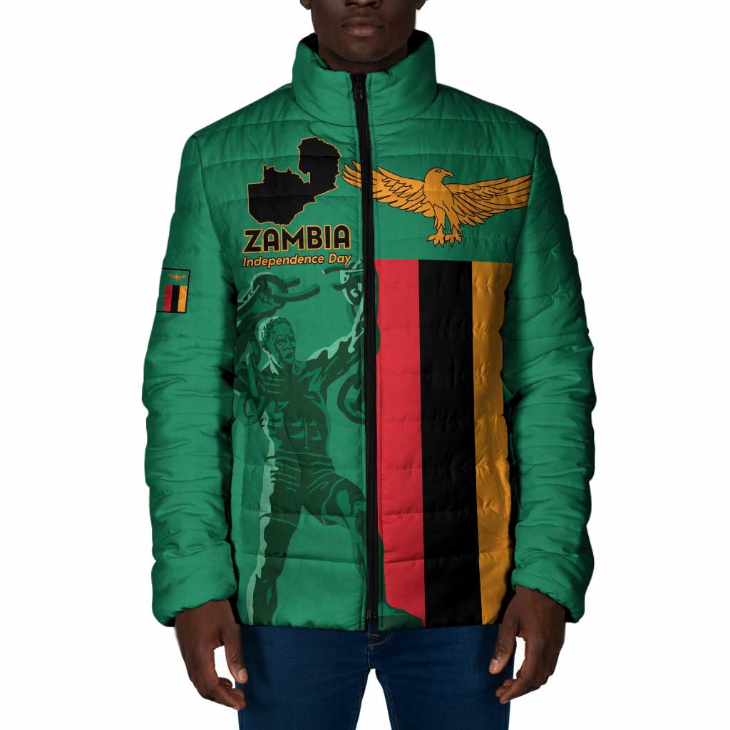 Personalized Zambia Independence Day Padded Jacket Lusaka Freedom Statue