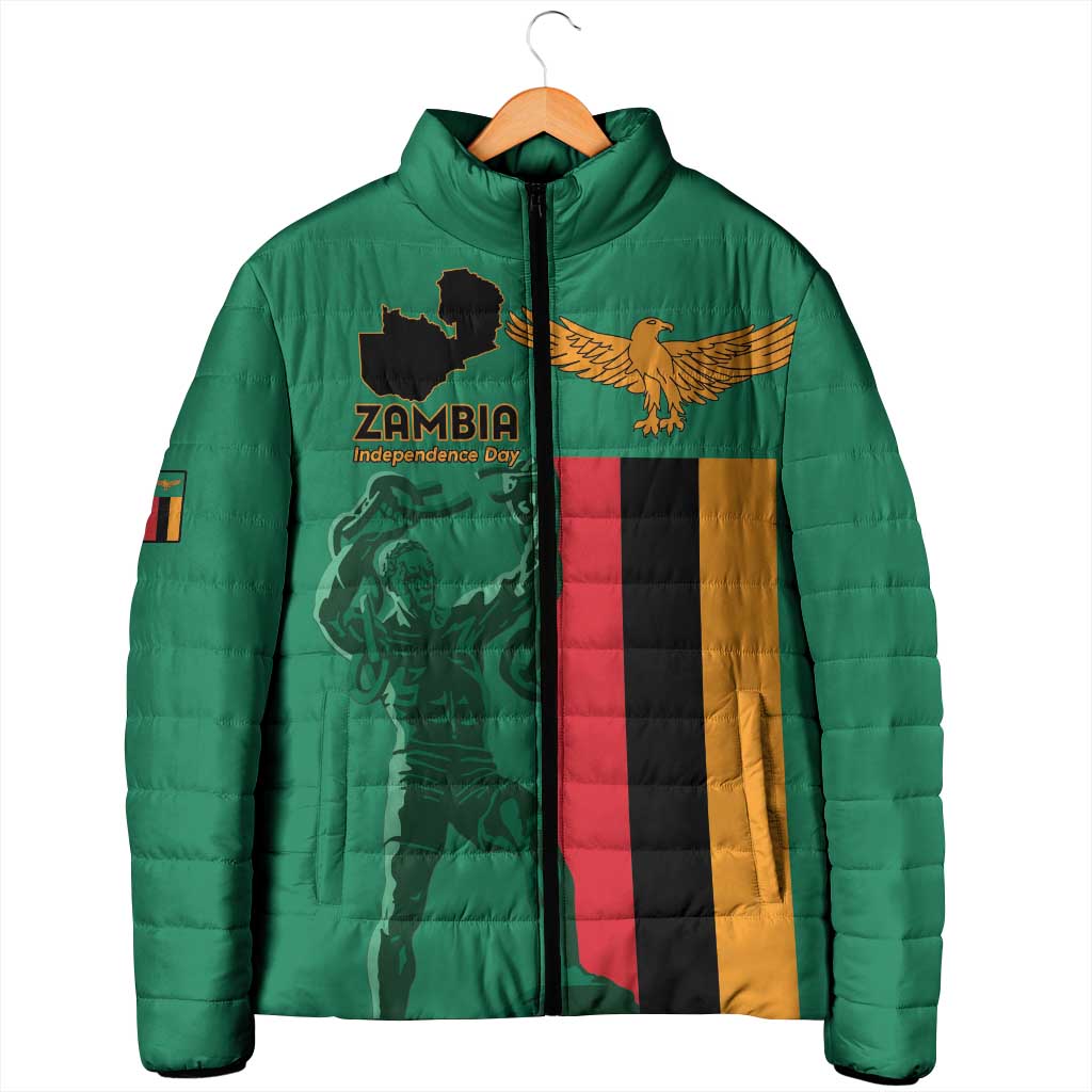 Personalized Zambia Independence Day Padded Jacket Lusaka Freedom Statue