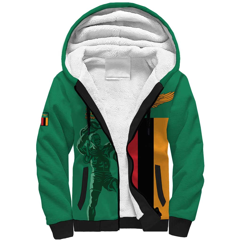 Zambia Independence Day Personalized Sherpa Hoodie Statue of Freedom - African Pride