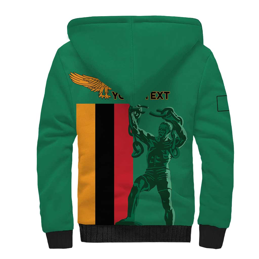 Zambia Independence Day Personalized Sherpa Hoodie Statue of Freedom - African Pride