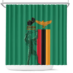 Zambia Independence Day Shower Curtain Statue of Freedom - African Pride
