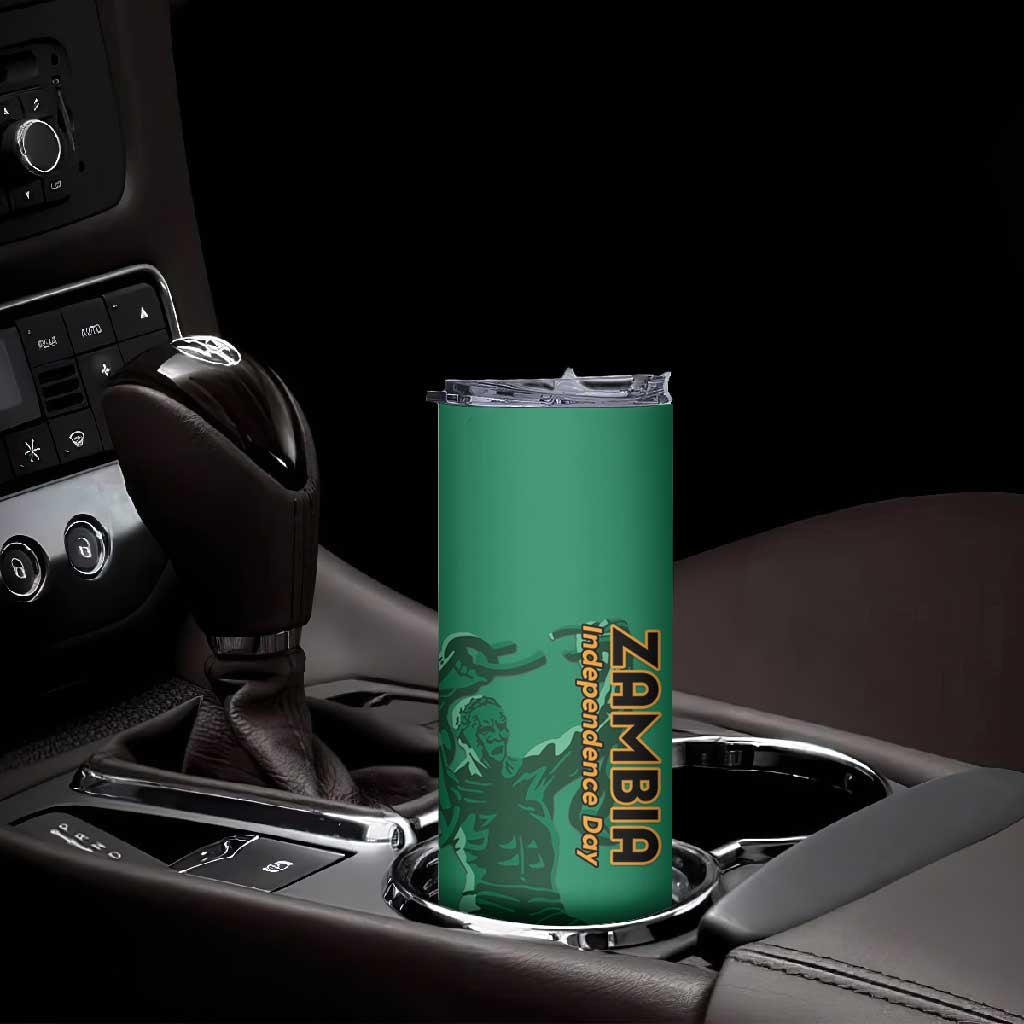 Zambia Independence Day Personalized Skinny Tumbler Statue of Freedom - African Pride