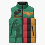 Personalized Zambia Independence Day Sleeveless Puffer Jacket Lusaka Freedom Statue
