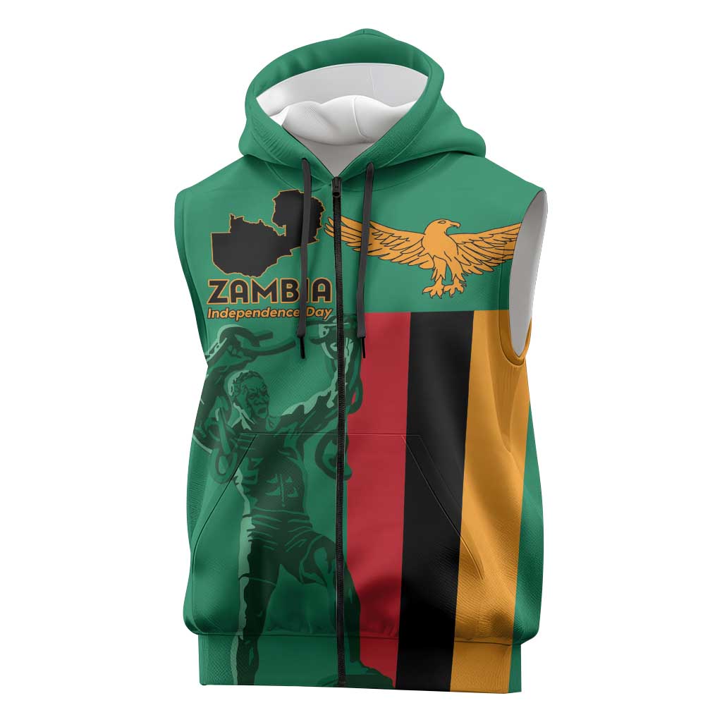 Zambia Independence Day Personalized Sleeveless Zip Hoodie Statue of Freedom - African Pride