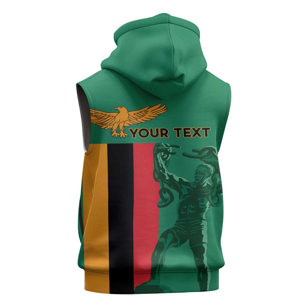 Zambia Independence Day Personalized Sleeveless Zip Hoodie Statue of Freedom - African Pride