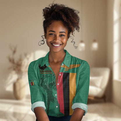 Zambia Independence Day Personalized Women Casual Shirt Statue of Freedom - African Pride