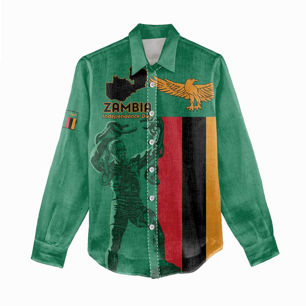 Zambia Independence Day Personalized Women Casual Shirt Statue of Freedom - African Pride