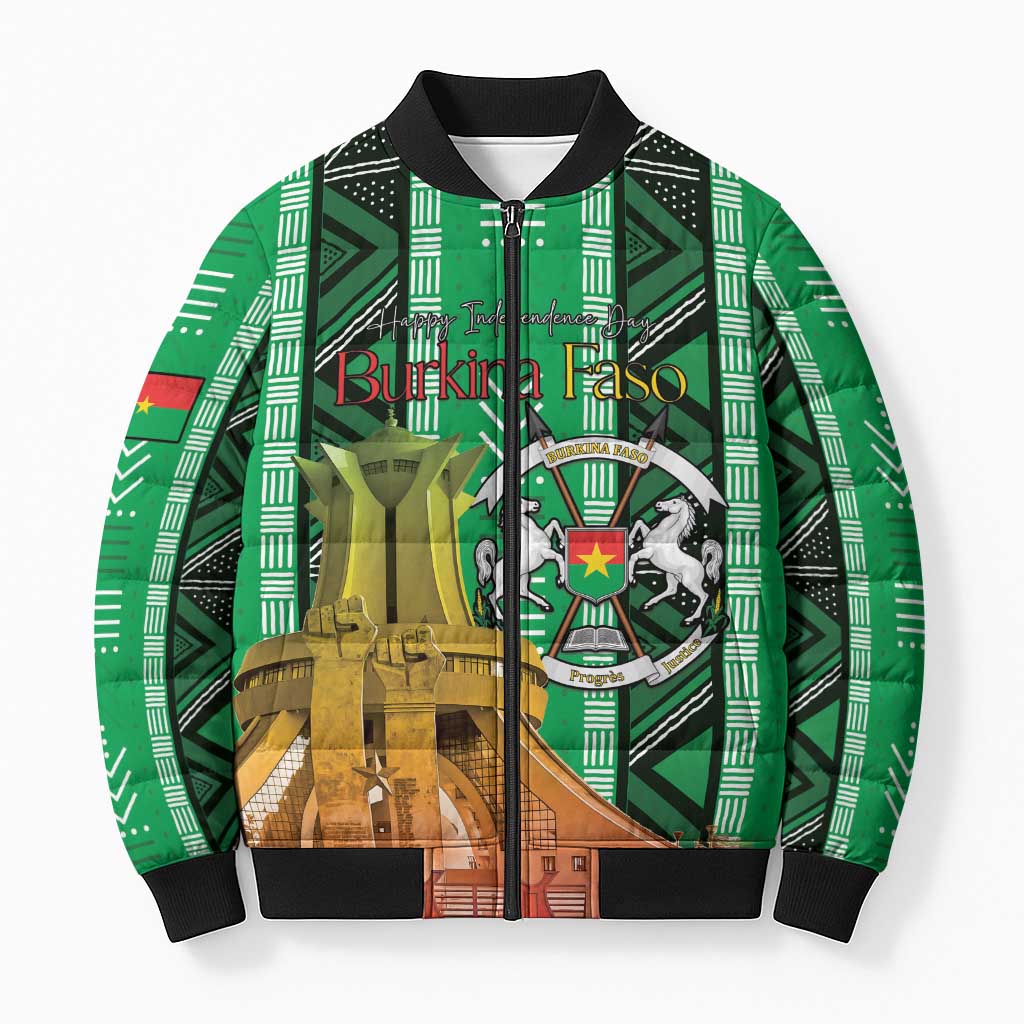 Personalized Burkina Faso Martyrs Day Bomber Puffer Jacket Monument des Heros Nationaux