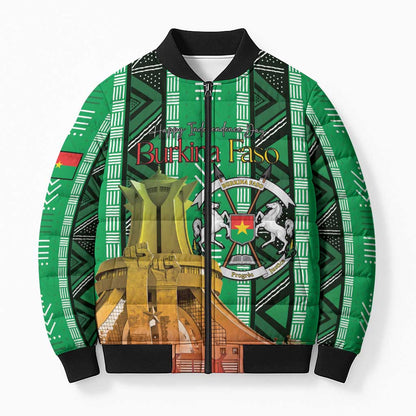 Personalized Burkina Faso Martyrs Day Bomber Puffer Jacket Monument des Heros Nationaux