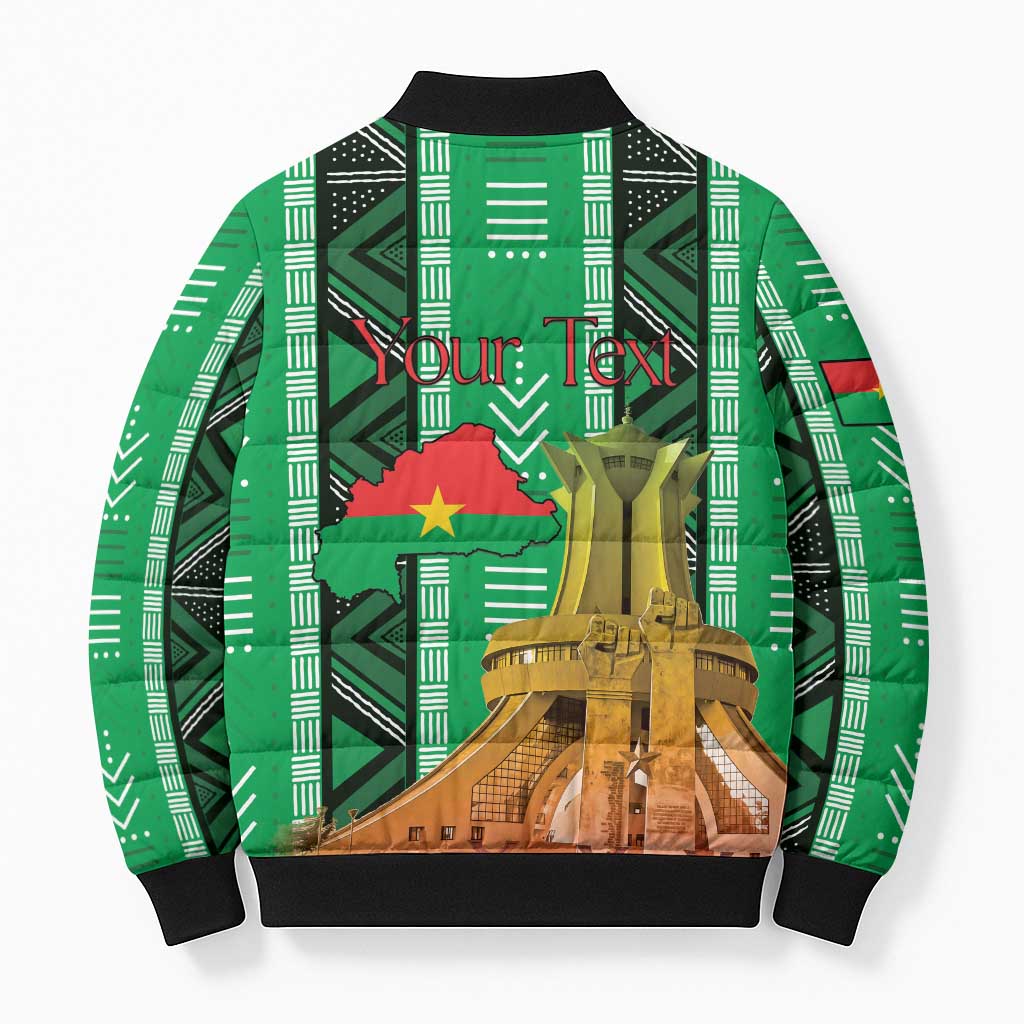 Personalized Burkina Faso Martyrs Day Bomber Puffer Jacket Monument des Heros Nationaux