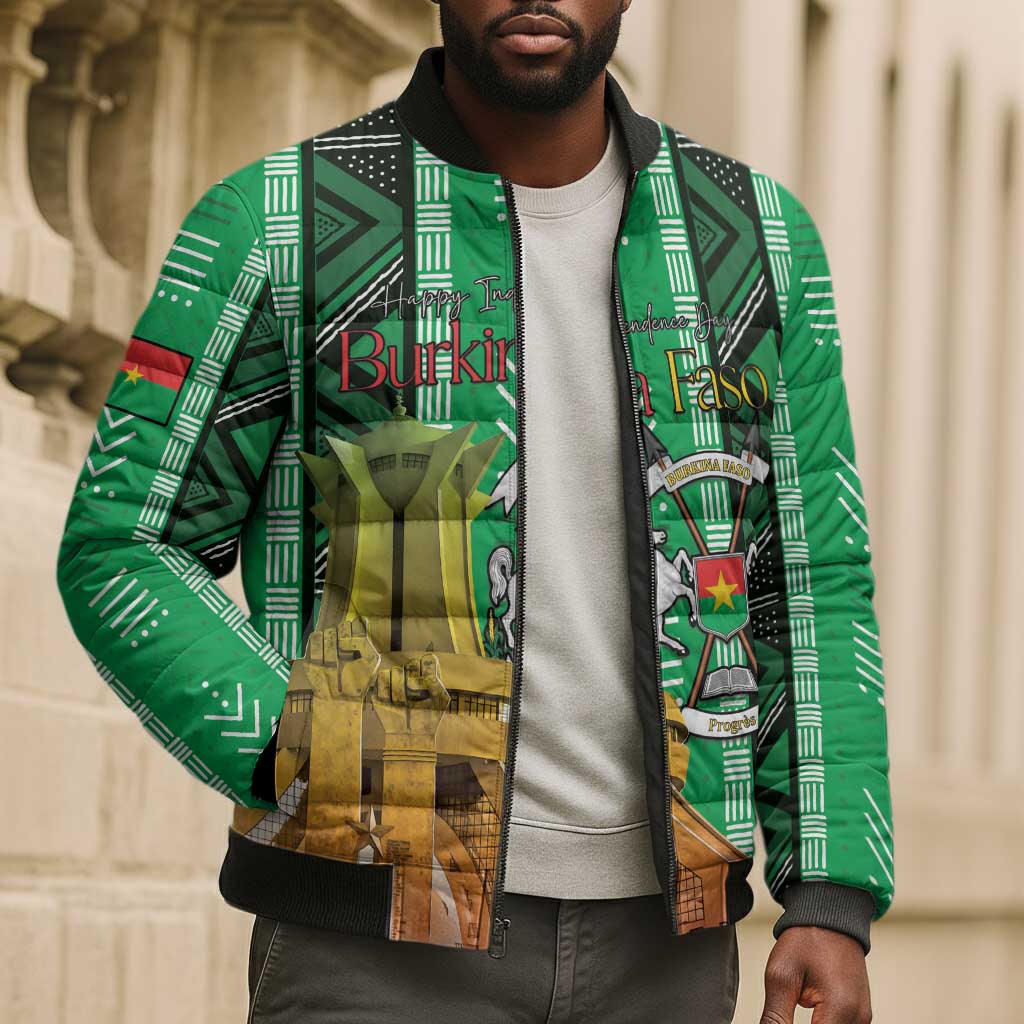Personalized Burkina Faso Martyrs Day Bomber Puffer Jacket Monument des Heros Nationaux
