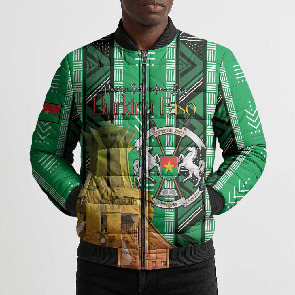 Personalized Burkina Faso Martyrs Day Bomber Puffer Jacket Monument des Heros Nationaux