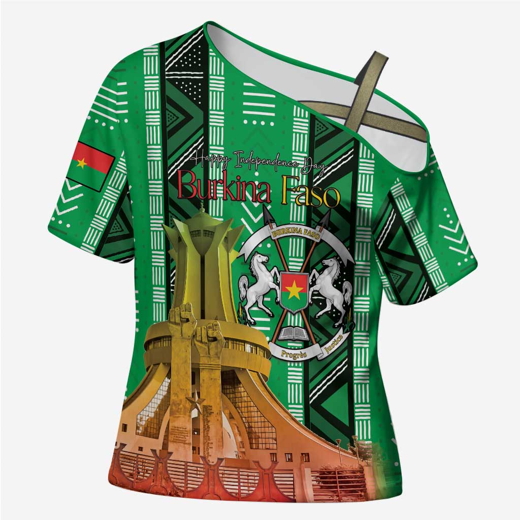 Personalized Burkina Faso Martyrs Day Cross Shoulder Shirt Monument des Heros Nationaux