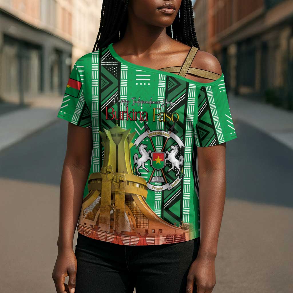 Personalized Burkina Faso Martyrs Day Cross Shoulder Shirt Monument des Heros Nationaux