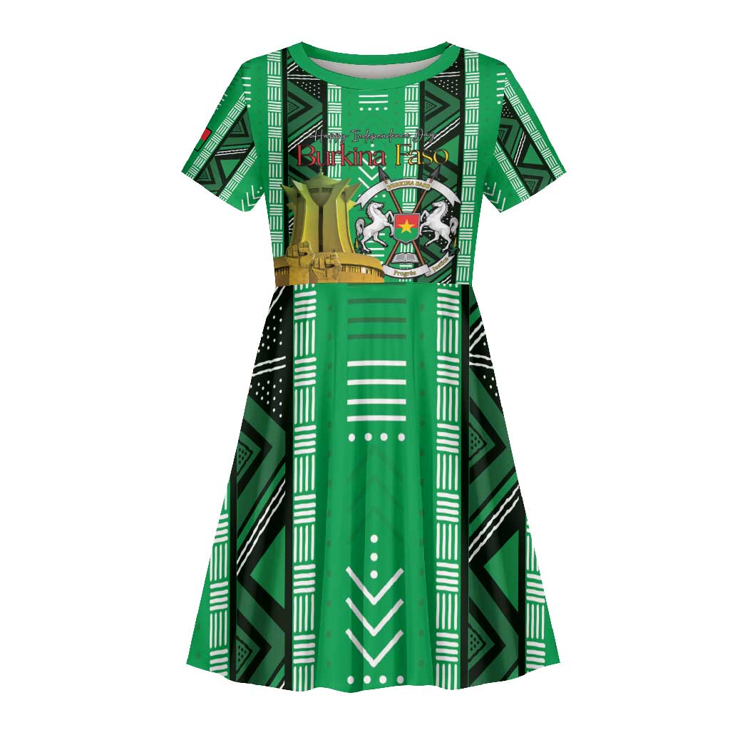 Burkina Faso Martyrs Day Personalized Kid Short Sleeve Dress Monument des Heros Nationaux - African Pride