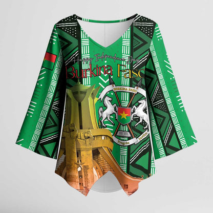 Personalized Burkina Faso Martyrs Day Kimono Sleeve Blouse Monument des Heros Nationaux