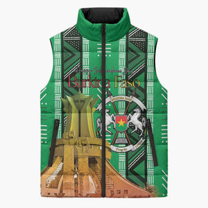 Personalized Burkina Faso Martyrs Day Sleeveless Puffer Jacket Monument des Heros Nationaux
