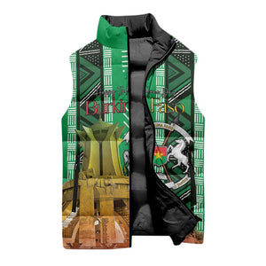 Personalized Burkina Faso Martyrs Day Sleeveless Puffer Jacket Monument des Heros Nationaux