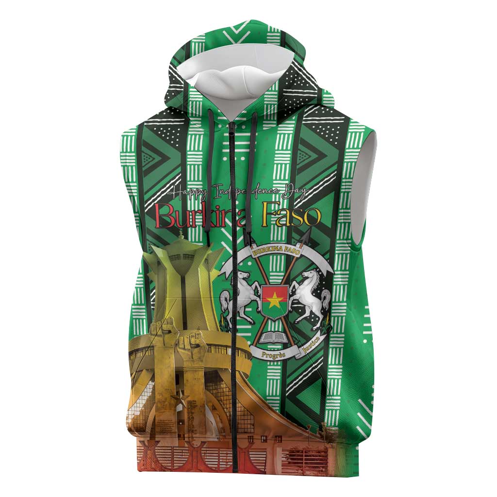 Burkina Faso Martyrs Day Personalized Sleeveless Zip Hoodie Monument des Heros Nationaux - African Pride
