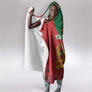 Personalised Afro Morocco Hooded Blanket Happy Proclamation Day - African Pattern