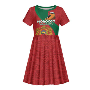 Personalised Afro Morocco Kid Short Sleeve Dress Happy Proclamation Day - African Pattern