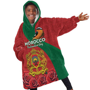 Personalised Afro Morocco Kid Wearable Blanket Hoodie Happy Proclamation Day - African Pattern