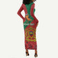 Personalised Afro Morocco Long Sleeve Bodycon Dress Happy Proclamation Day - African Pattern LT15
