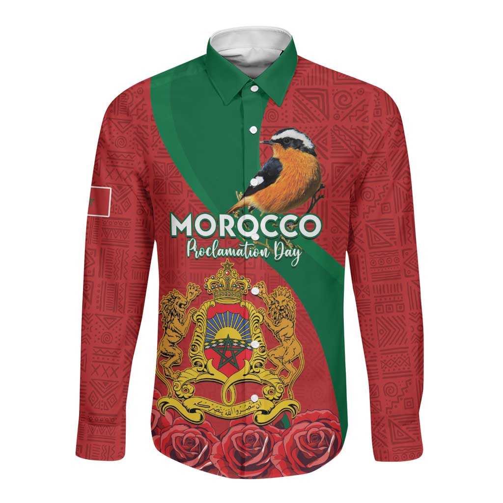 Personalised Afro Morocco Long Sleeve Button Shirt Happy Proclamation Day - African Pattern