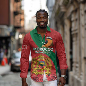 Personalised Afro Morocco Long Sleeve Button Shirt Happy Proclamation Day - African Pattern