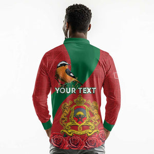 Personalised Afro Morocco Long Sleeve Polo Shirt Happy Proclamation Day - African Pattern