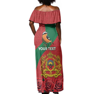 Personalised Afro Morocco Off Shoulder Maxi Dress Happy Proclamation Day - African Pattern