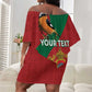 Personalised Afro Morocco Off Shoulder Short Dress Happy Proclamation Day - African Pattern
