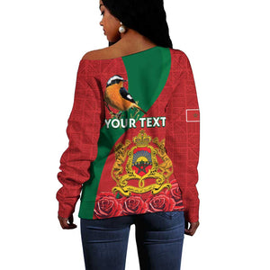 Personalised Afro Morocco Off Shoulder Sweater Happy Proclamation Day - African Pattern